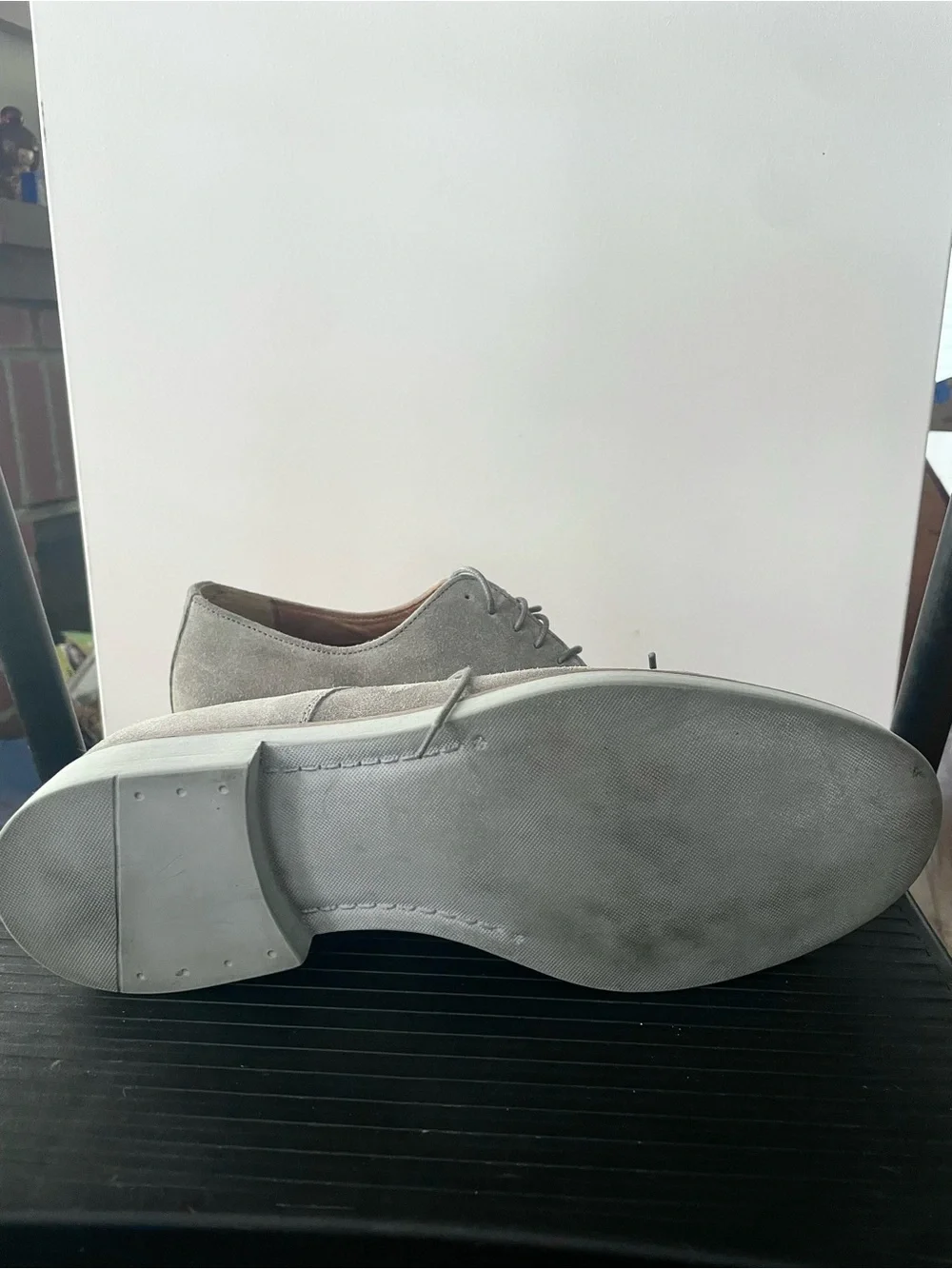 Aldo Light Grey Suede Derby Shoes